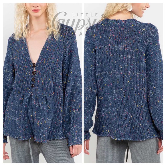 POL Pink Confetti Cake Peplum Sweater - Picture 4 of 9